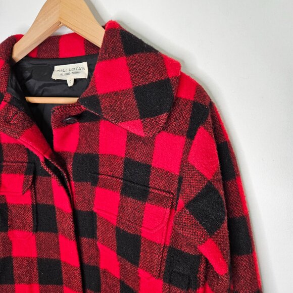 NILI LOTAN Buffalo Plaid Wool Jacket Coat Zs 0 Red Black Cabincore Fisherman - Picture 4 of 12